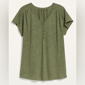 Old navy short sleeve v neck linen blend henley tshirt